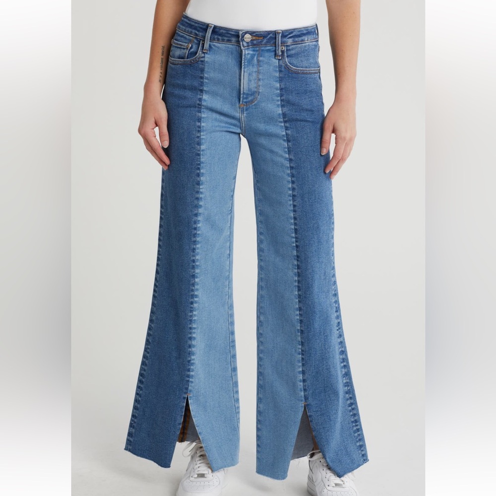 DRIFTWOOD Two-Tone Blue Wide Leg Flare Jeans